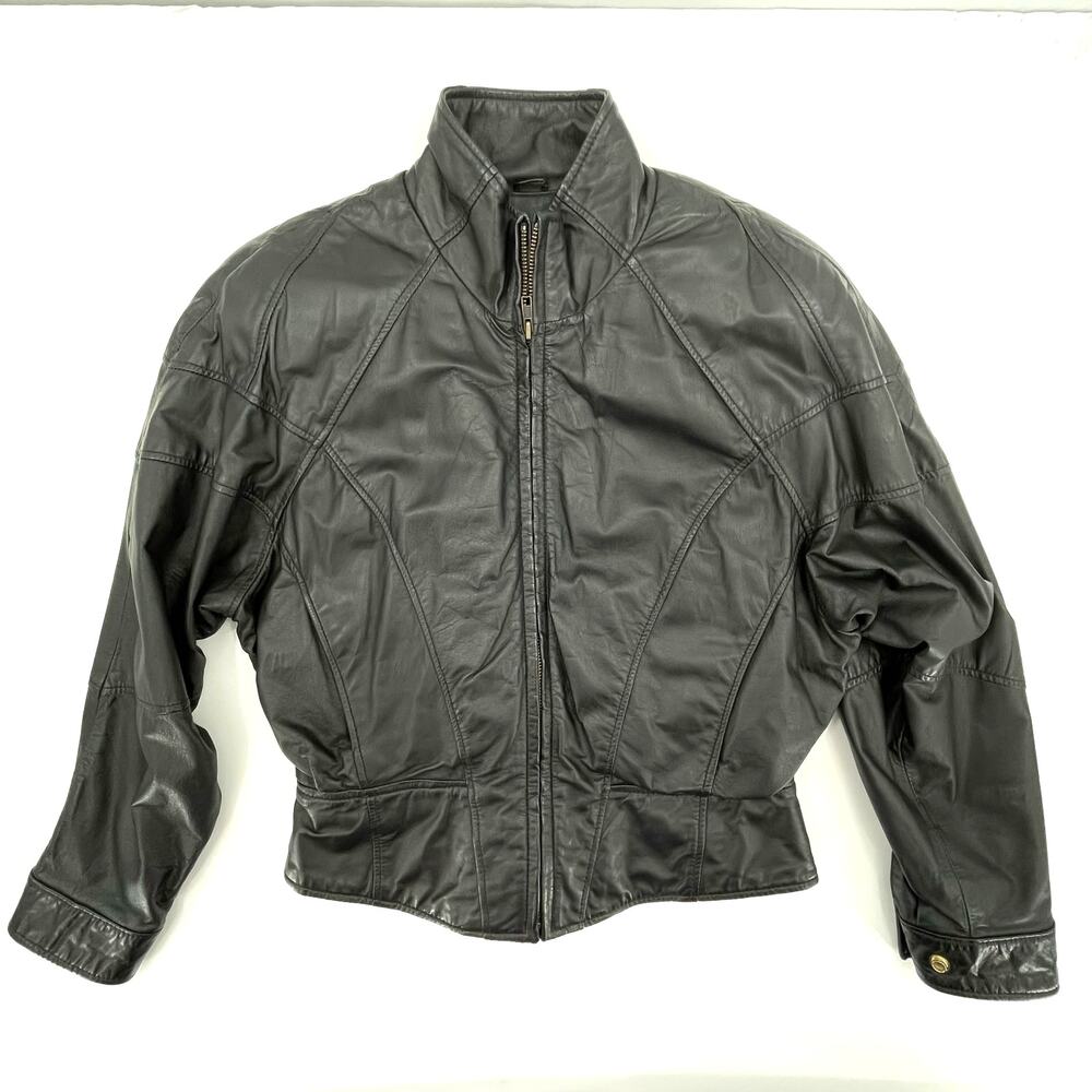 Wilson Thinsulate Women's Vtg. Leather Moto Jacket, Black, Sz. M  80s 90s *FLAW*